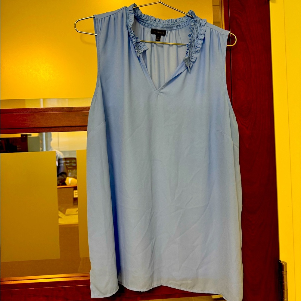 Talbots baby blue sleeveless shirt